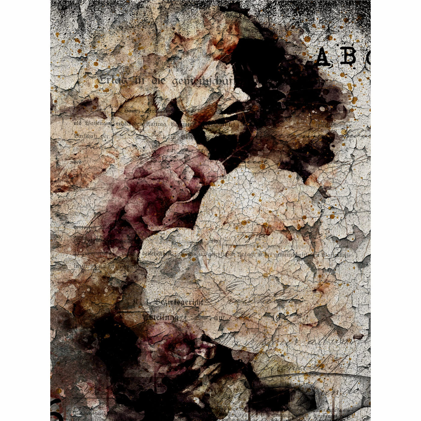 Distressed Bouquet Rice Paper, 20.32 x 26.67 cm - 6 x Different Printed Mulberry Paper Images 30gsm Visible Fibres for Decoupage Crafts Mixed Media Collage Art