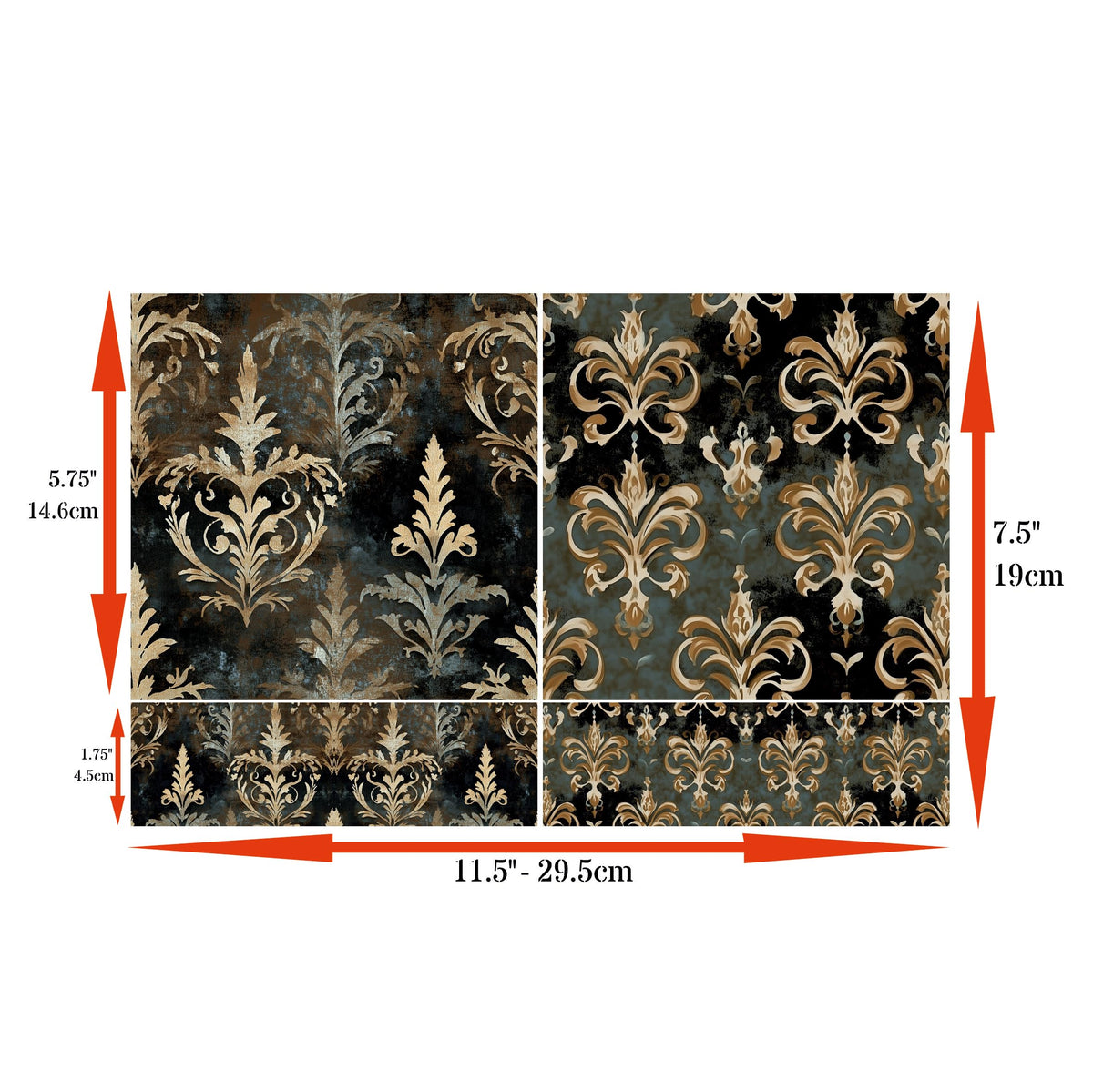 Winter Damask Decoupage Rice Papers, 8 x 11.5 inch (A4) - 4 Sheets | 16 Pieces | 8 Unique Designs | Versatile Christmas Designs for Art Projects & Crafting by CRAFT KREATIVELY