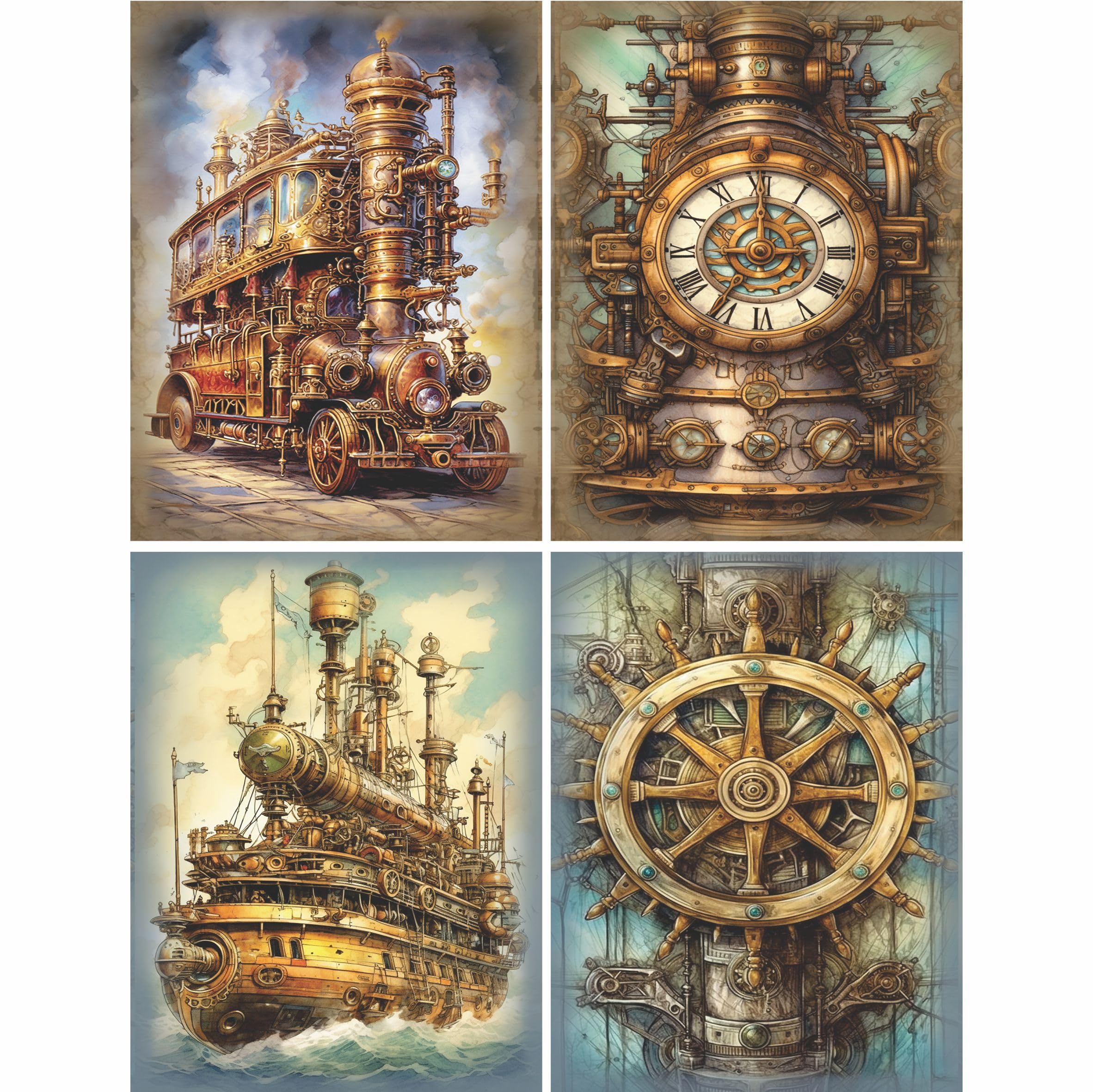 Steampunk Rice Paper - for Decoupage Cards Crafts