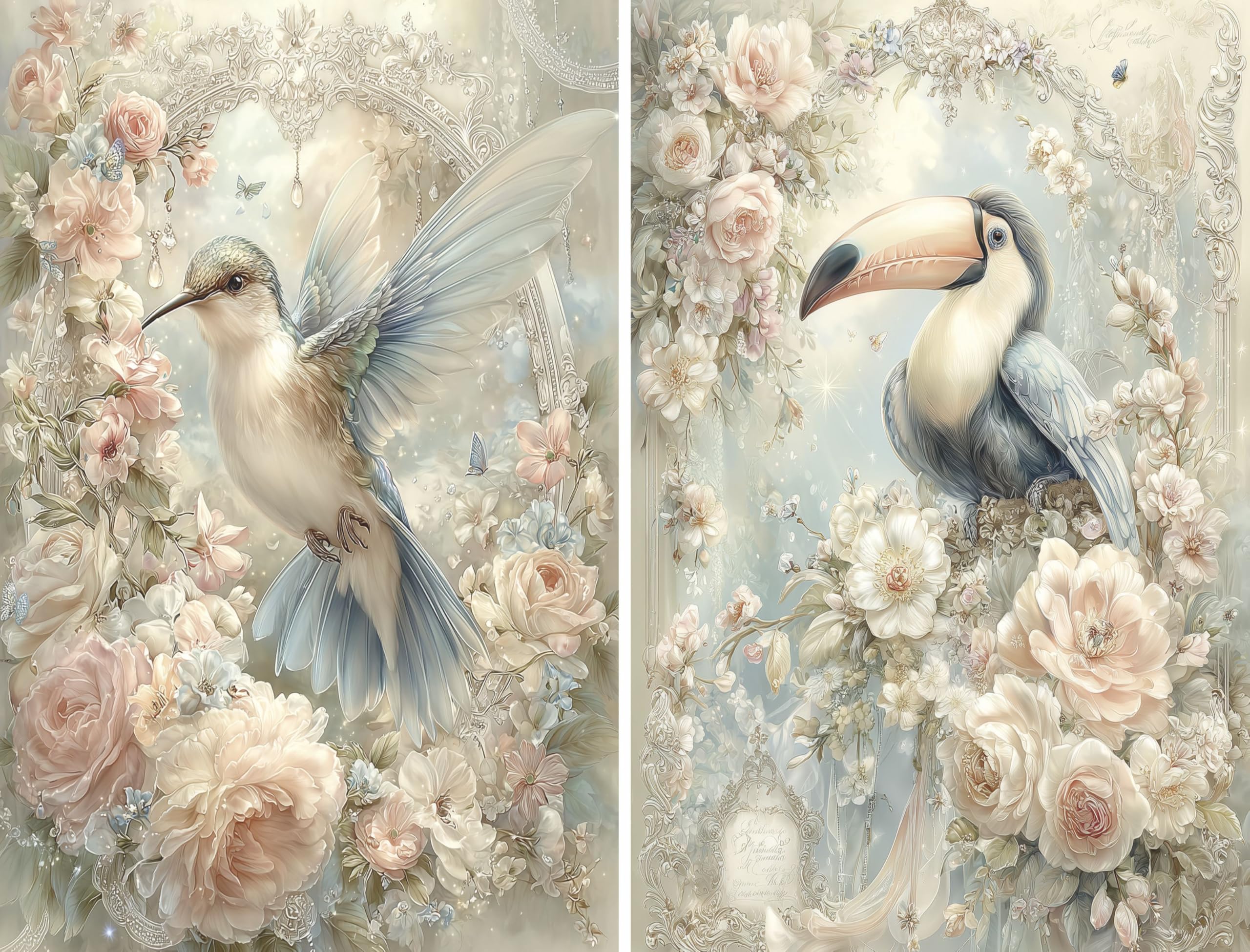 Decoupage Rice Papers - 6 Pieces | 6 Unique Designs | Versatile Decoupage Designs for Art Projects & Crafting by CRAFT KREATIVELY (Birds)