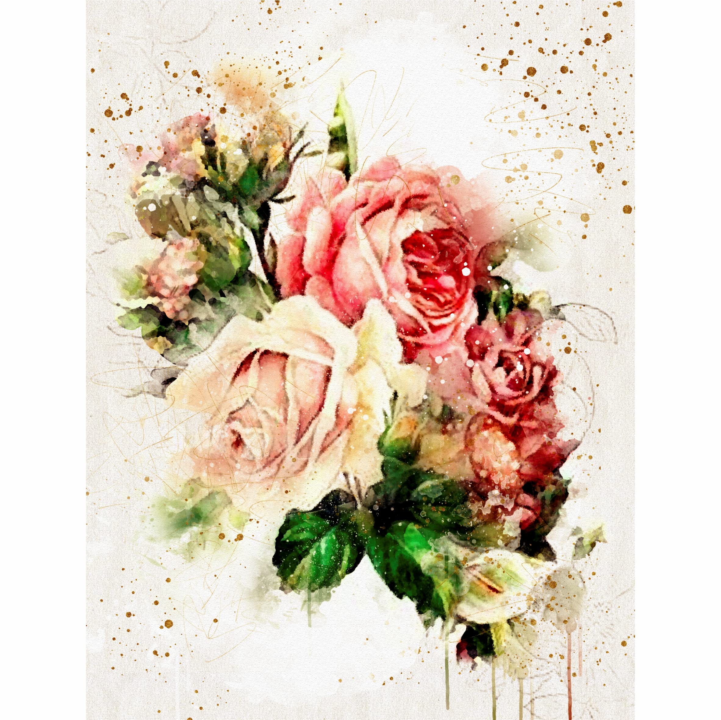 Bouquet Rice Paper, 20.32 x 26.67 cm - 6 x Different Printed Mulberry Paper Images 30gsm Visible Fibres for Decoupage Crafts Mixed Media Collage Art
