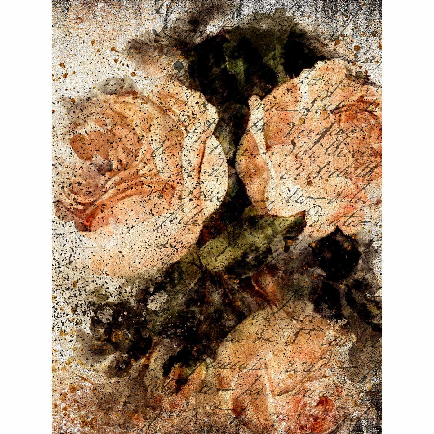 Distressed Bouquet Rice Paper, 20.32 x 26.67 cm - 6 x Different Printed Mulberry Paper Images 30gsm Visible Fibres for Decoupage Crafts Mixed Media Collage Art