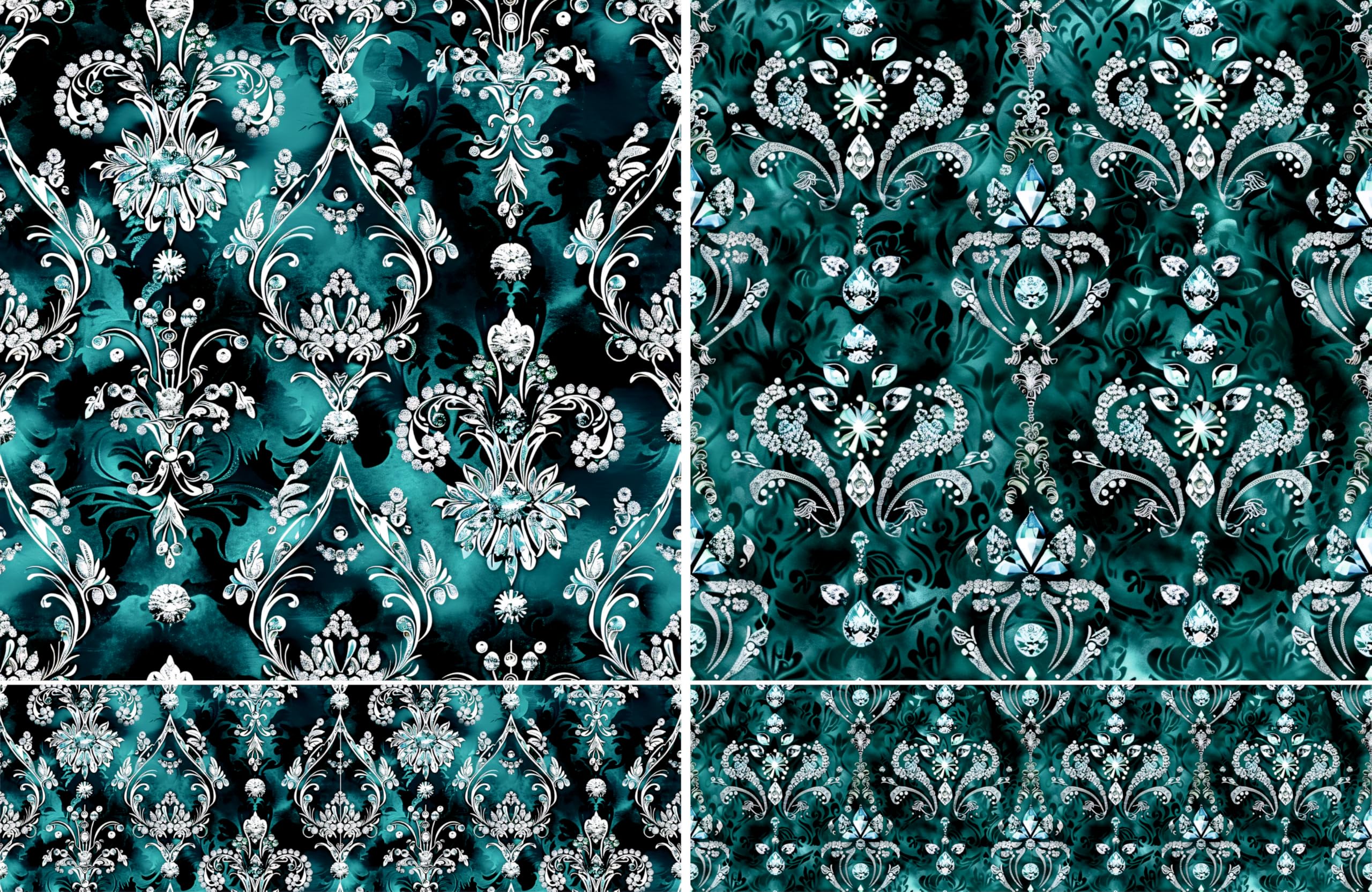 Crystal Damask Decoupage Rice Papers, 8 x 11.5 inch (A4) - 4 Sheets | 16 Pieces | 8 Unique Designs | Versatile Christmas Designs for Art Projects & Crafting by CRAFT KREATIVELY