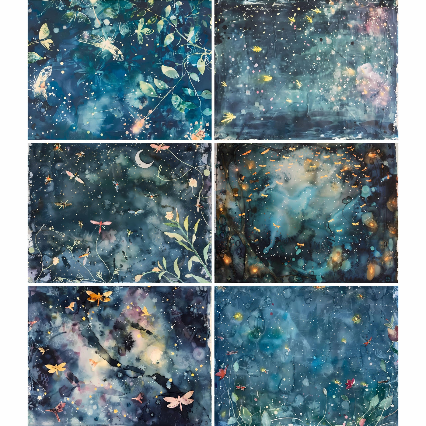 Abstract Flora Rice Papers – Decoupage Paper 6x Designs for Collage, Mixed Media, Card Making & Crafts, Decoupage by CRAFT KREATIVELY