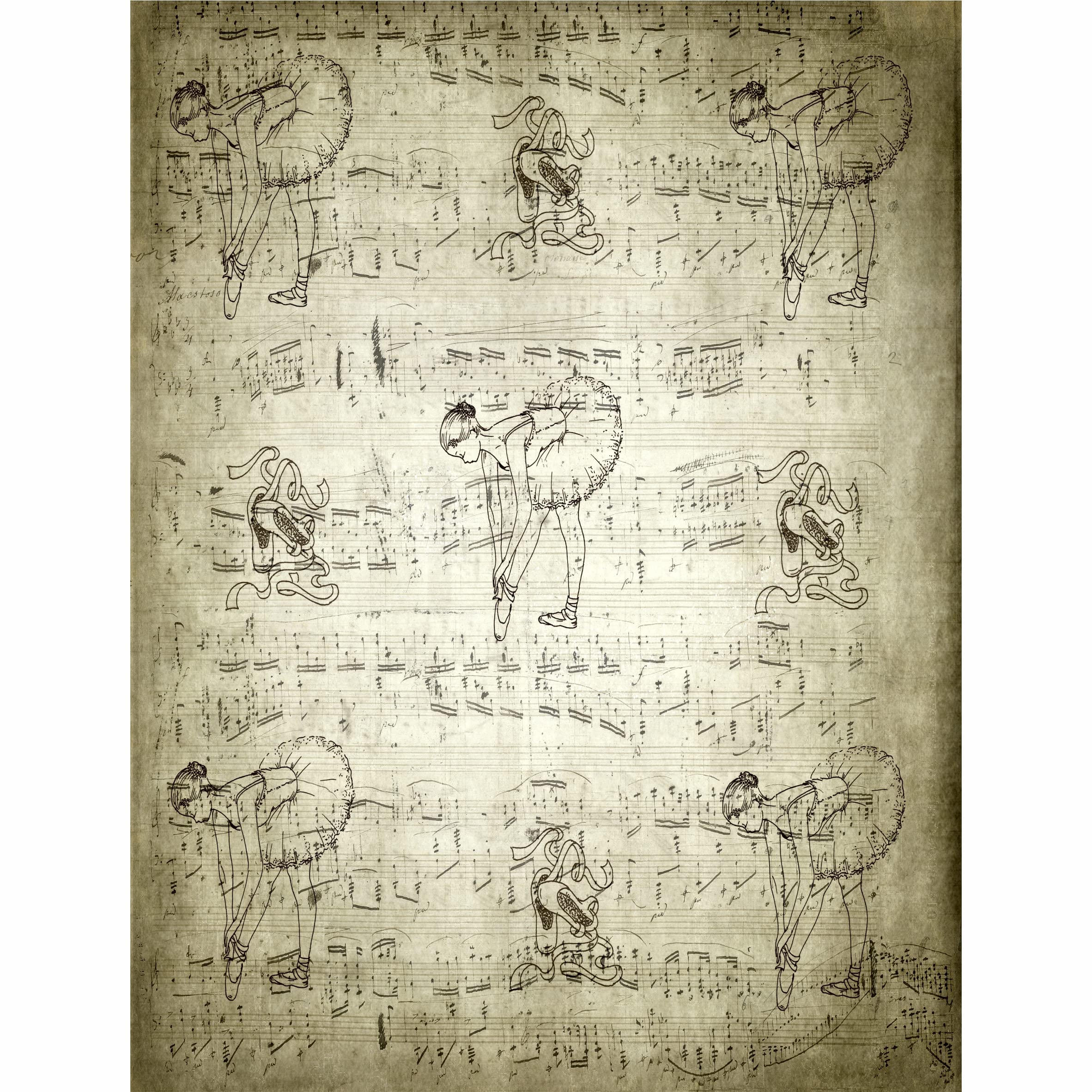Ballet Background Mulberry Rice Paper, 20.5 x 26.5cm - 6 x Different Printed Mulberry Paper Images 30gsm Visible Fibres for Decoupage Crafts Mixed Media Collage Art