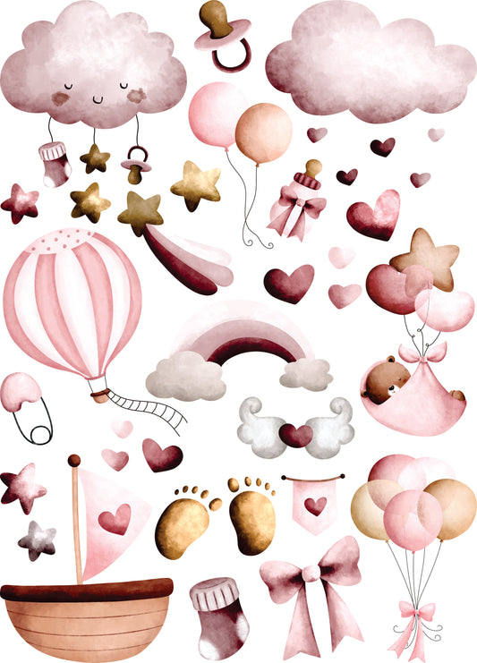 Girl Baby Nursery Rice Paper, 29.21 x 40.64 cm - for Decoupage Furniture Crafts