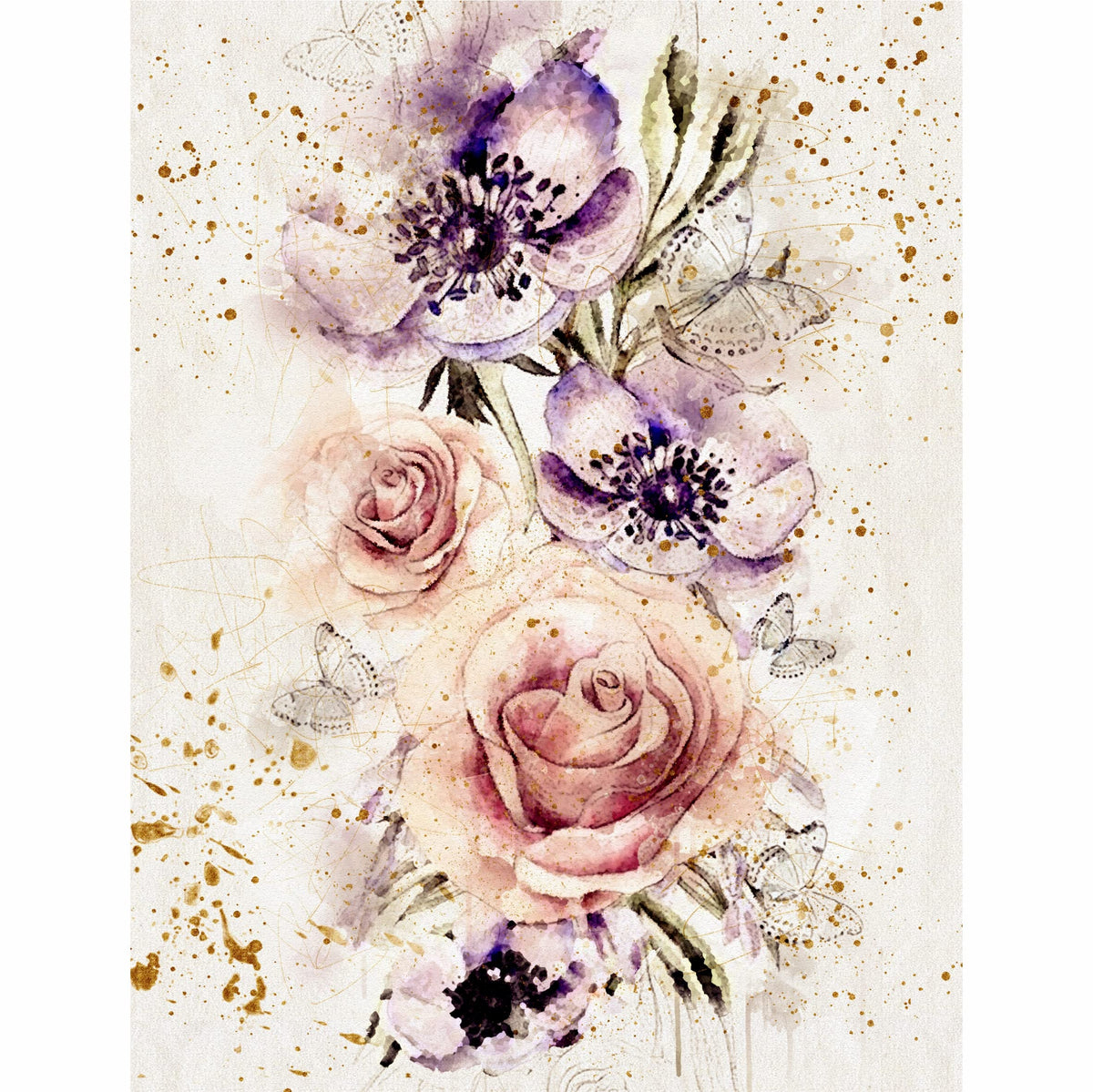 Bouquet Rice Paper, 20.32 x 26.67 cm - 6 x Different Printed Mulberry Paper Images 30gsm Visible Fibres for Decoupage Crafts Mixed Media Collage Art