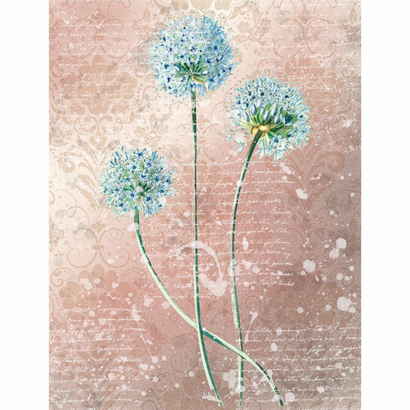 Distressed Wallpaper Rice Paper, 20.32 x 26.67 cm - 6 x Different Printed Mulberry Paper Images 30gsm Visible Fibres for Decoupage Crafts Mixed Media Collage Art
