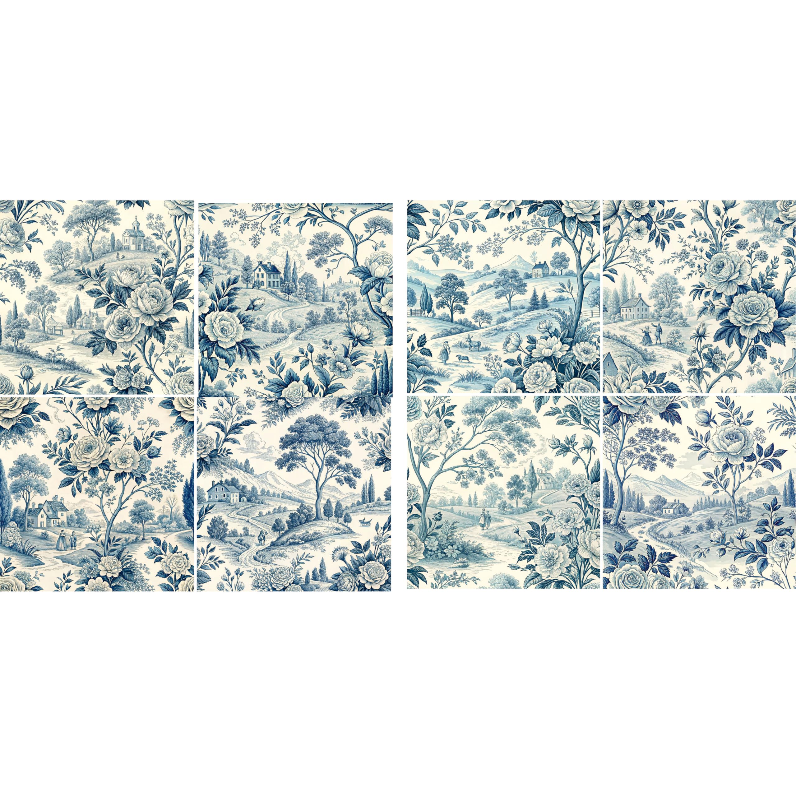 Decoupage Rice Paper (2 pc) - 8x Decoupage Toile de Jouy Designs for Collage, Card Making & Crafts, Decoupage by CRAFT KREATIVELY