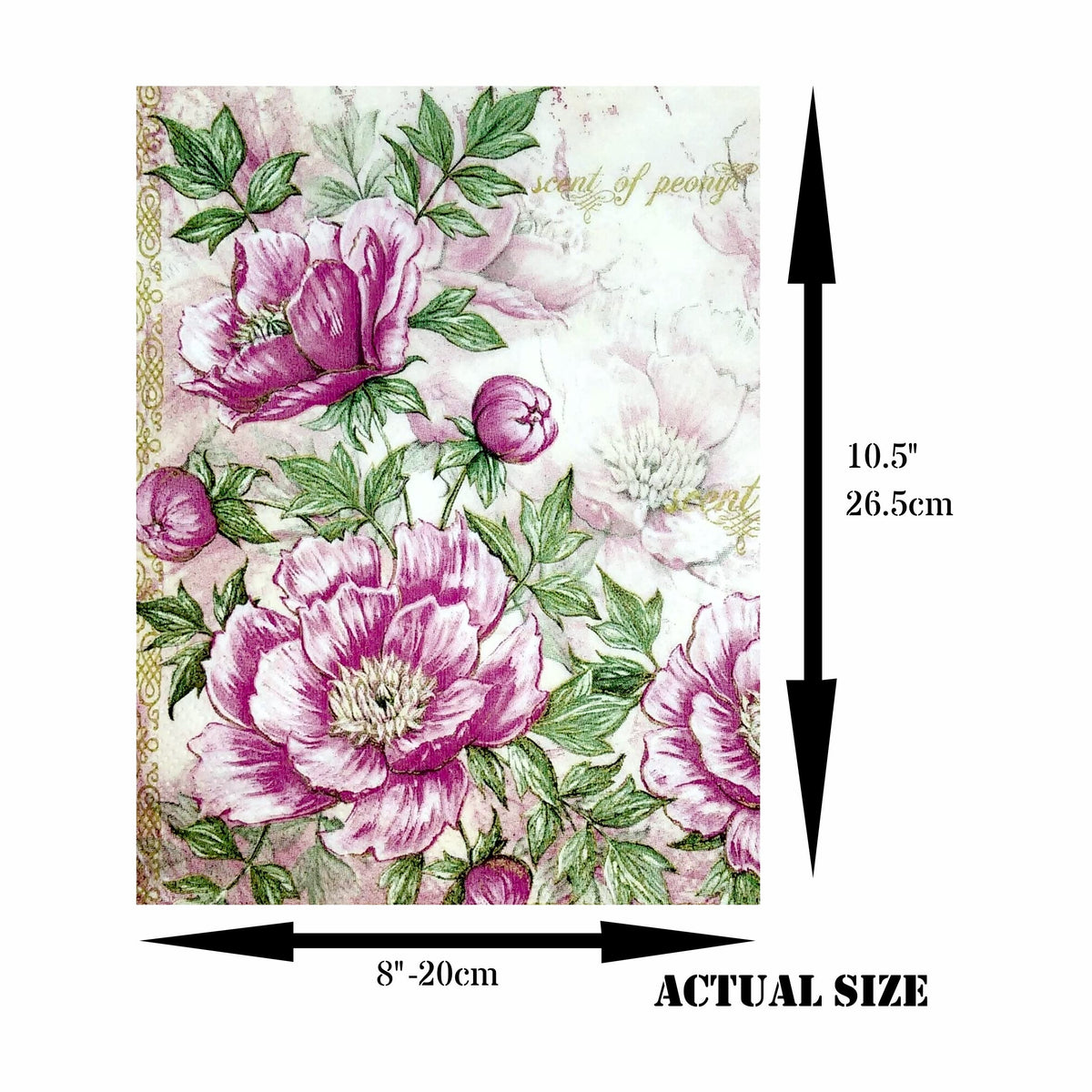 Vintage Flower Theme Mulberry Rice Paper, 20.5 x 26.5cm - 6 x Different Printed Mulberry Paper Images 30gsm Visible Fibres for Decoupage Crafts Mixed Media Collage Art