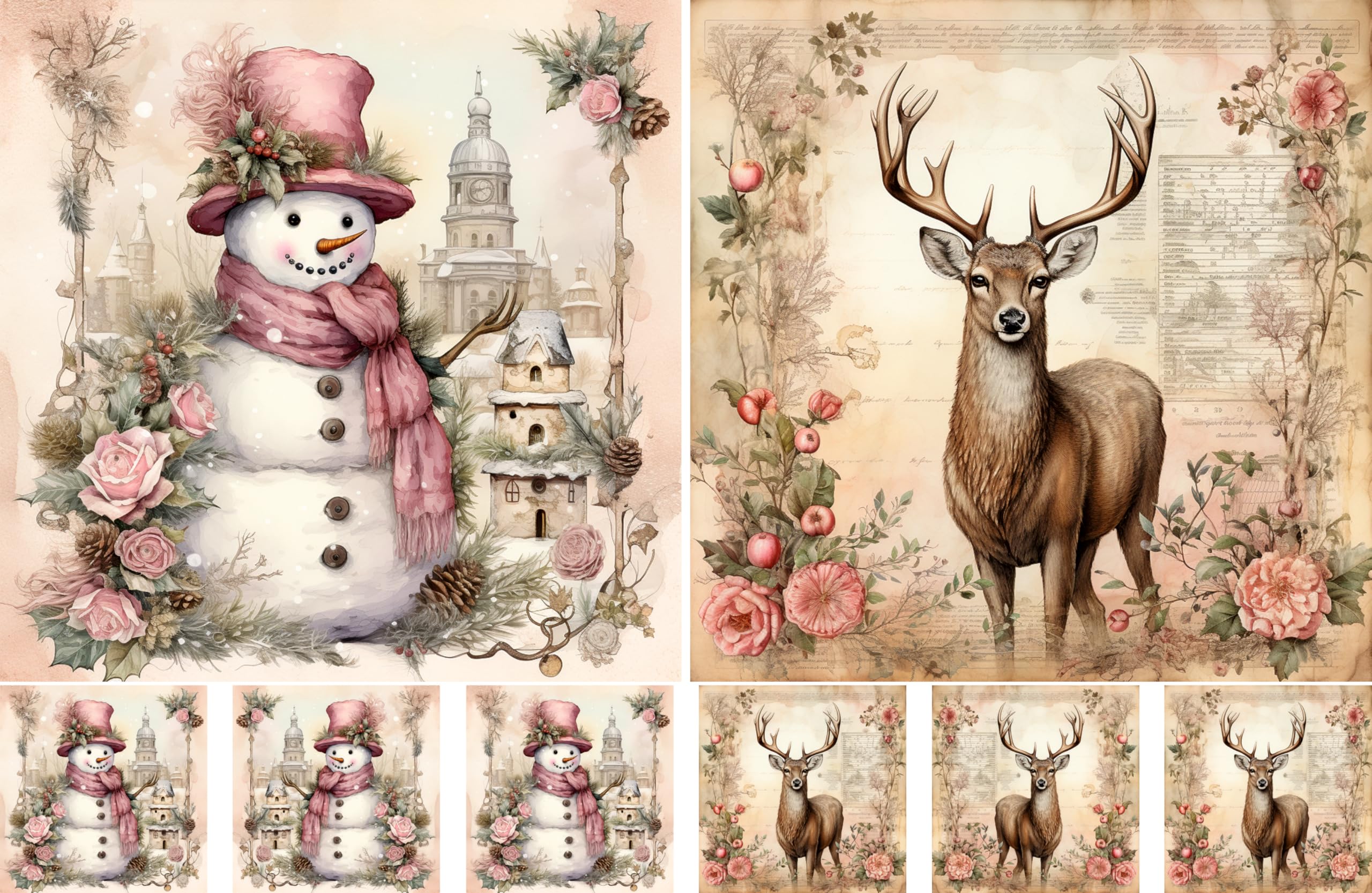 Decoupage Rice Papers - 4 Sheets | 32 Pieces | 8 Unique Designs | Versatile Designs for Art Projects & Crafting by CRAFT KREATIVELY