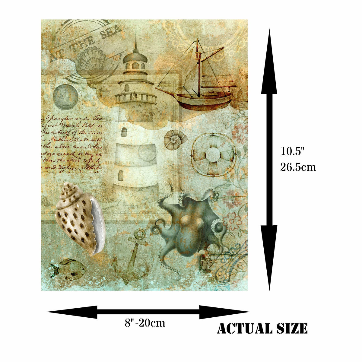Sea Life Theme Mulberry Rice Paper, 20 x 26,6cm (6pc) - 6 Designs for Scrapbooking Cards Crafts, Decoupage by CRAFT KREATIVELY