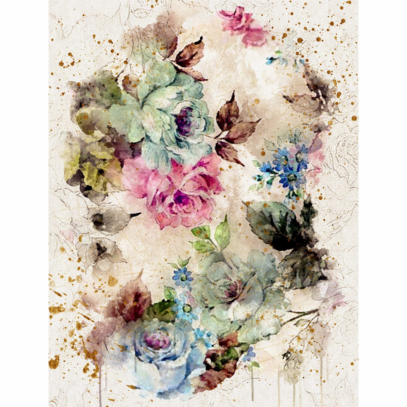 Bouquet Rice Paper, 20.32 x 26.67 cm - 6 x Different Printed Mulberry Paper Images 30gsm Visible Fibres for Decoupage Crafts Mixed Media Collage Art