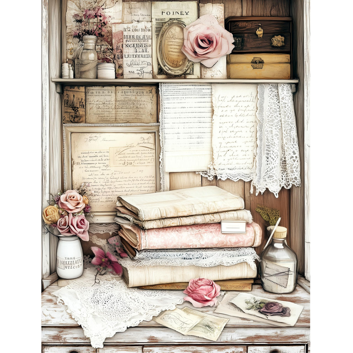 Sewing Rice Papers – Decoupage Paper Design for Furniture, Mixed Media, Cards & Crafts, Decoupage by CRAFT KREATIVELY