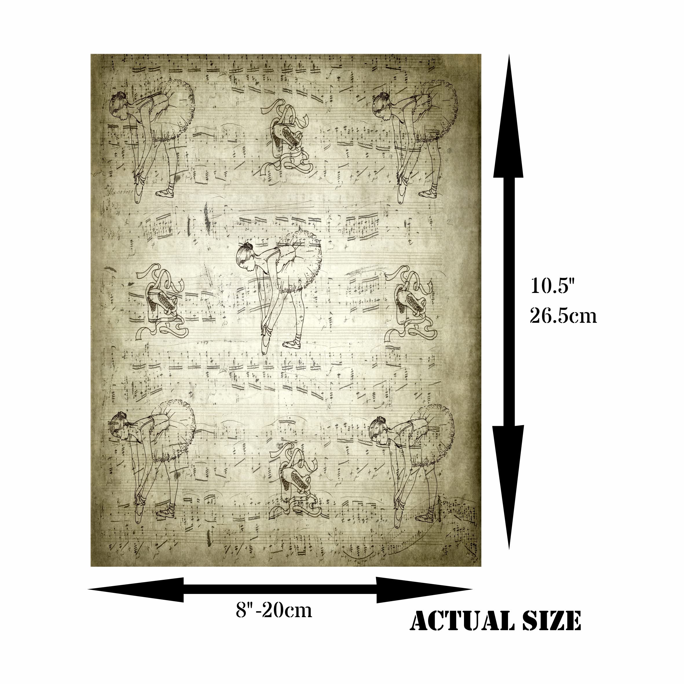 Ballet Background Mulberry Rice Paper, 20.5 x 26.5cm - 6 x Different Printed Mulberry Paper Images 30gsm Visible Fibres for Decoupage Crafts Mixed Media Collage Art