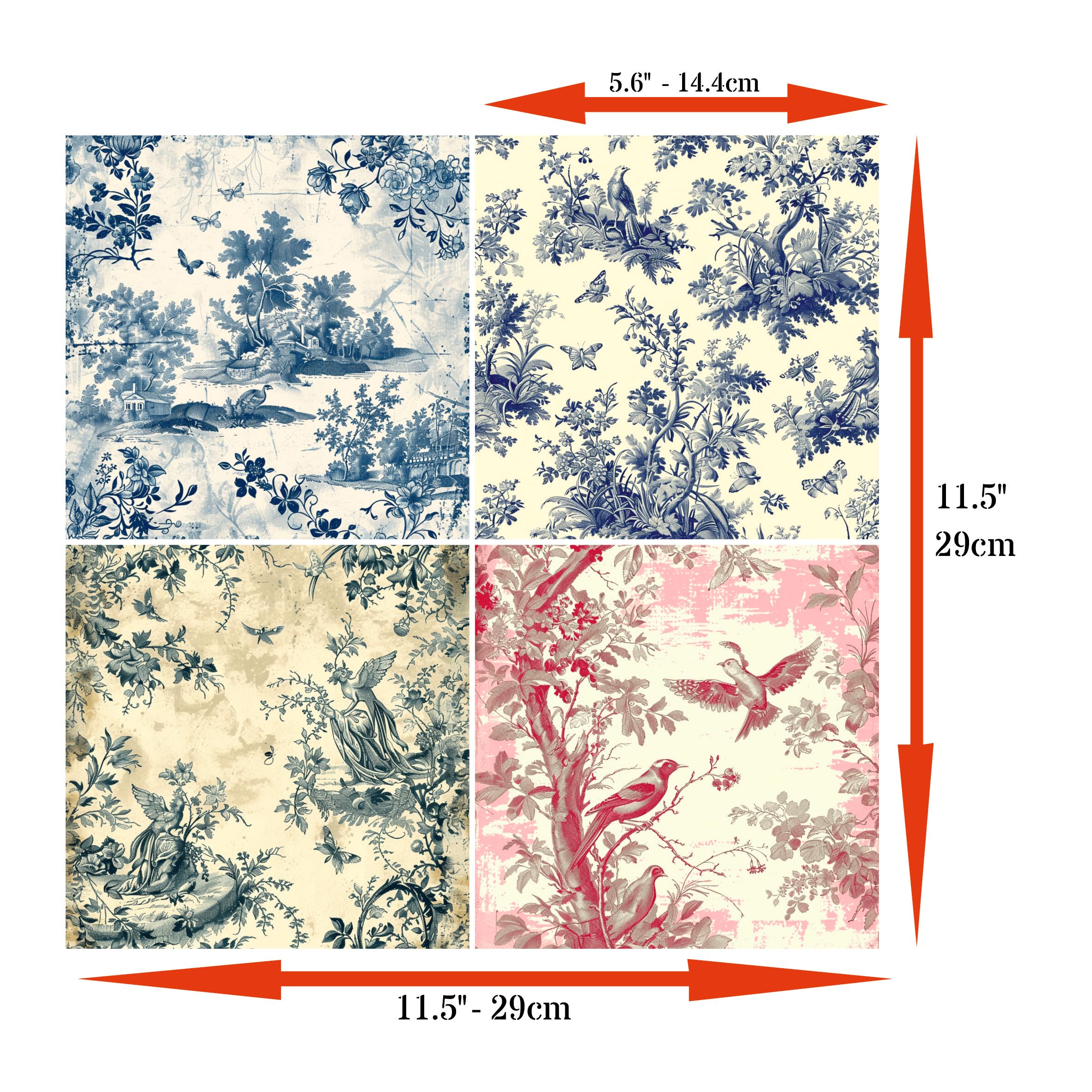 Decoupage Rice Paper (2 pc) - 8x Decoupage Toile de Jouy Designs for Collage, Card Making & Crafts, Decoupage by CRAFT KREATIVELY