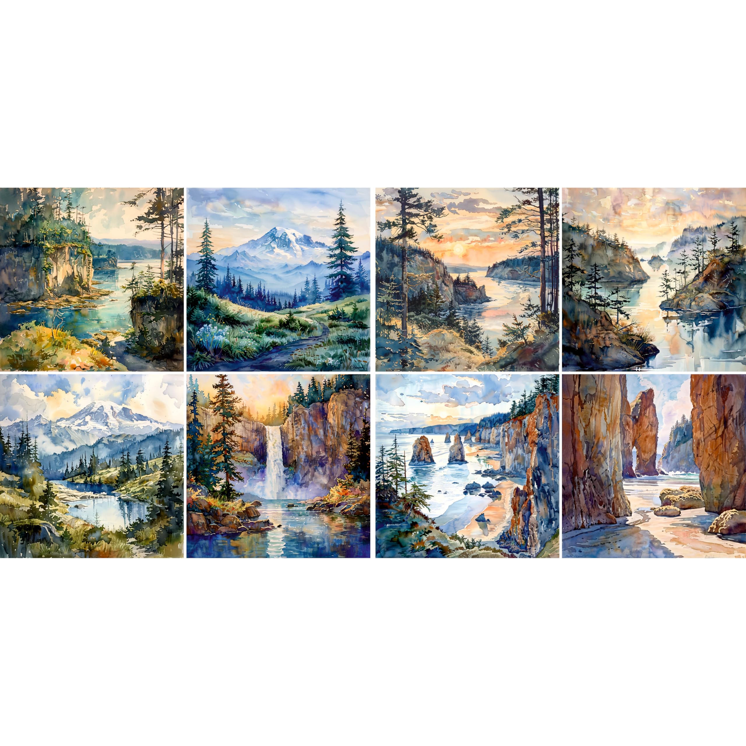Decoupage Rice Paper (2 pc) - 8x Decoupage Watercolour Designs for Collage, Card Making & Crafts, Decoupage by CRAFT KREATIVELY