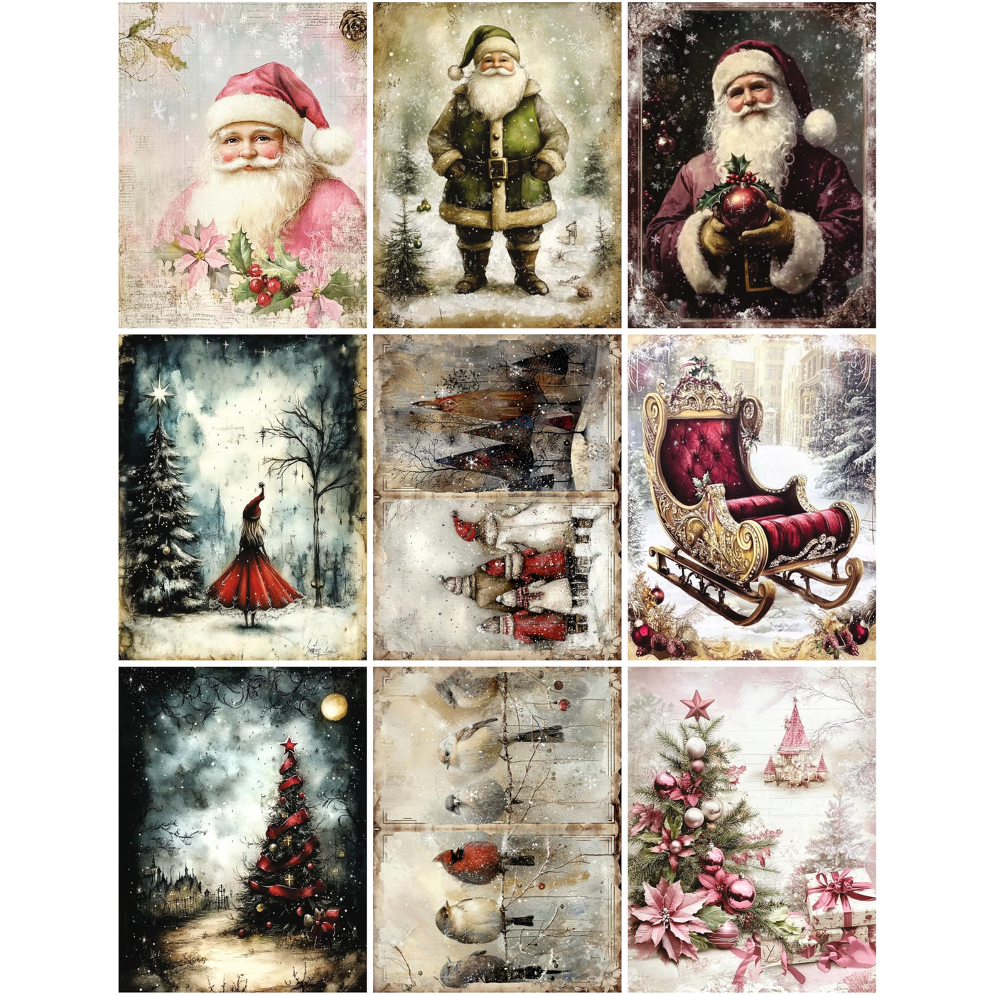 Decoupage Rice Paper, 8 x 10.5” (A4) – 9 Pages – 18 Coordinated Designs – Premium 30gsm Craft Paper for Furniture, Scrapbooking & DIY Décor by Craft Kreatively