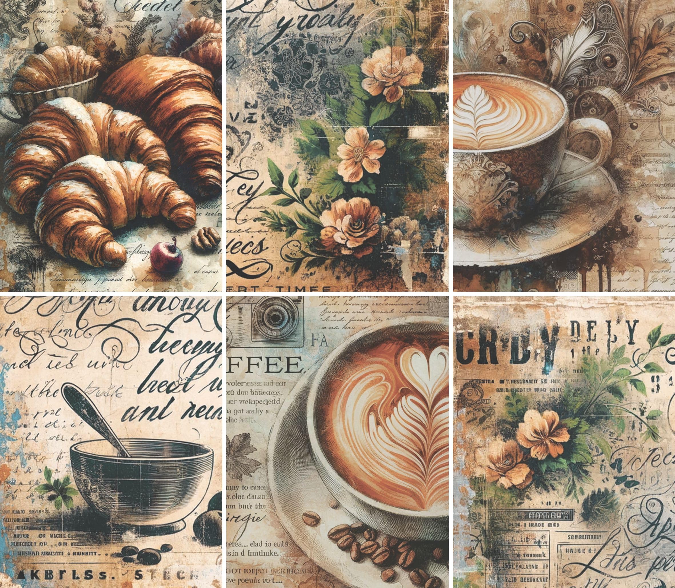 Coffee Shop Rice Paper, 8 x 10.5 inch - for Decoupage Scrapbooking Cards Crafts