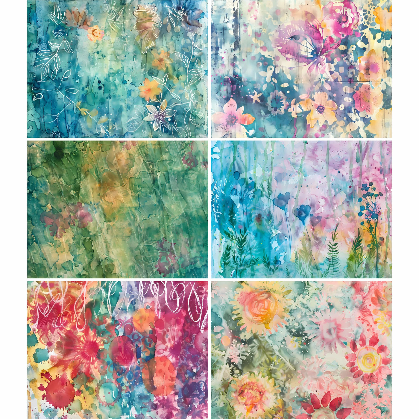 Abstract Flora Rice Papers – Decoupage Paper 6x Designs for Collage, Mixed Media, Card Making & Crafts, Decoupage by CRAFT KREATIVELY