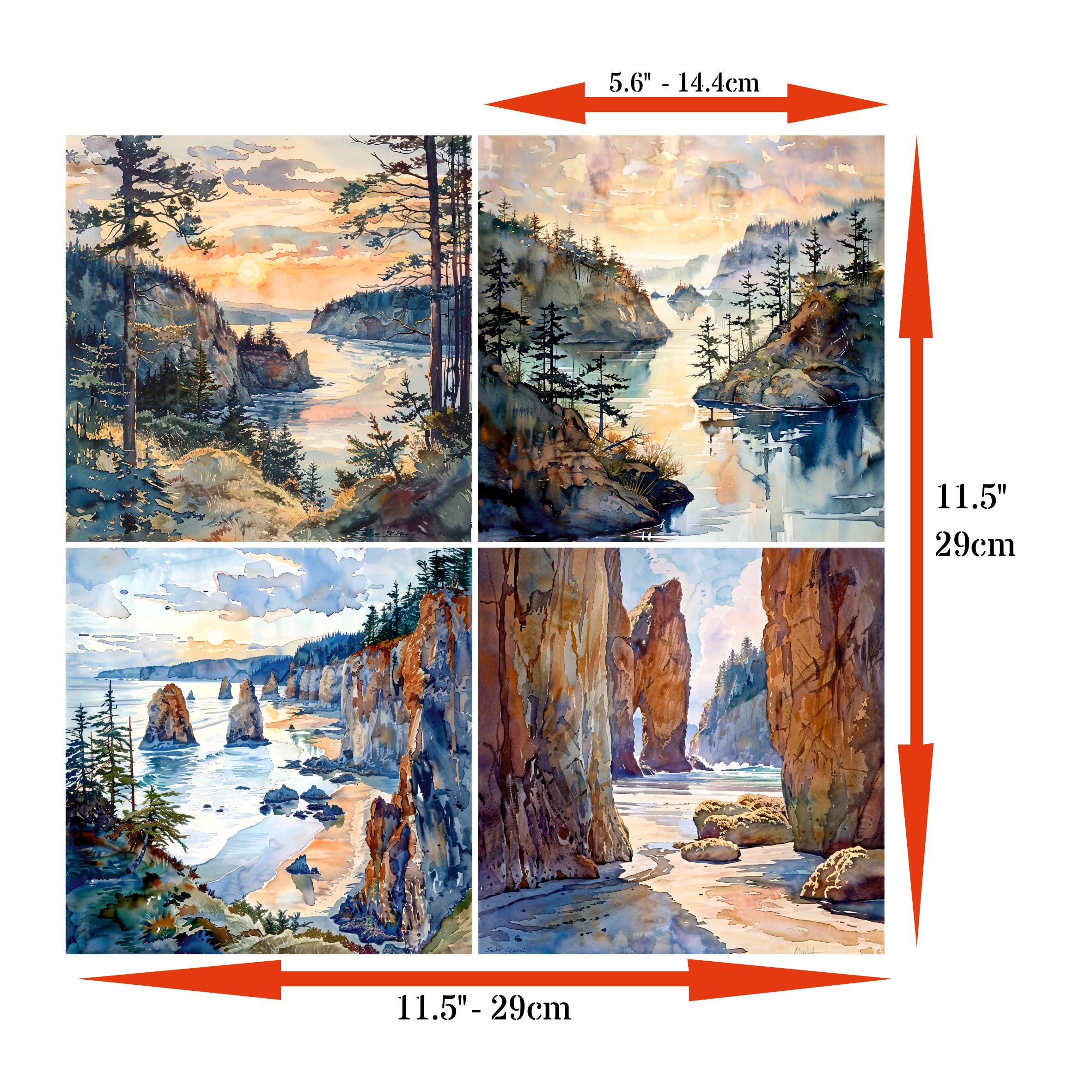 Decoupage Rice Paper (2 pc) - 8x Decoupage Watercolour Designs for Collage, Card Making & Crafts, Decoupage by CRAFT KREATIVELY