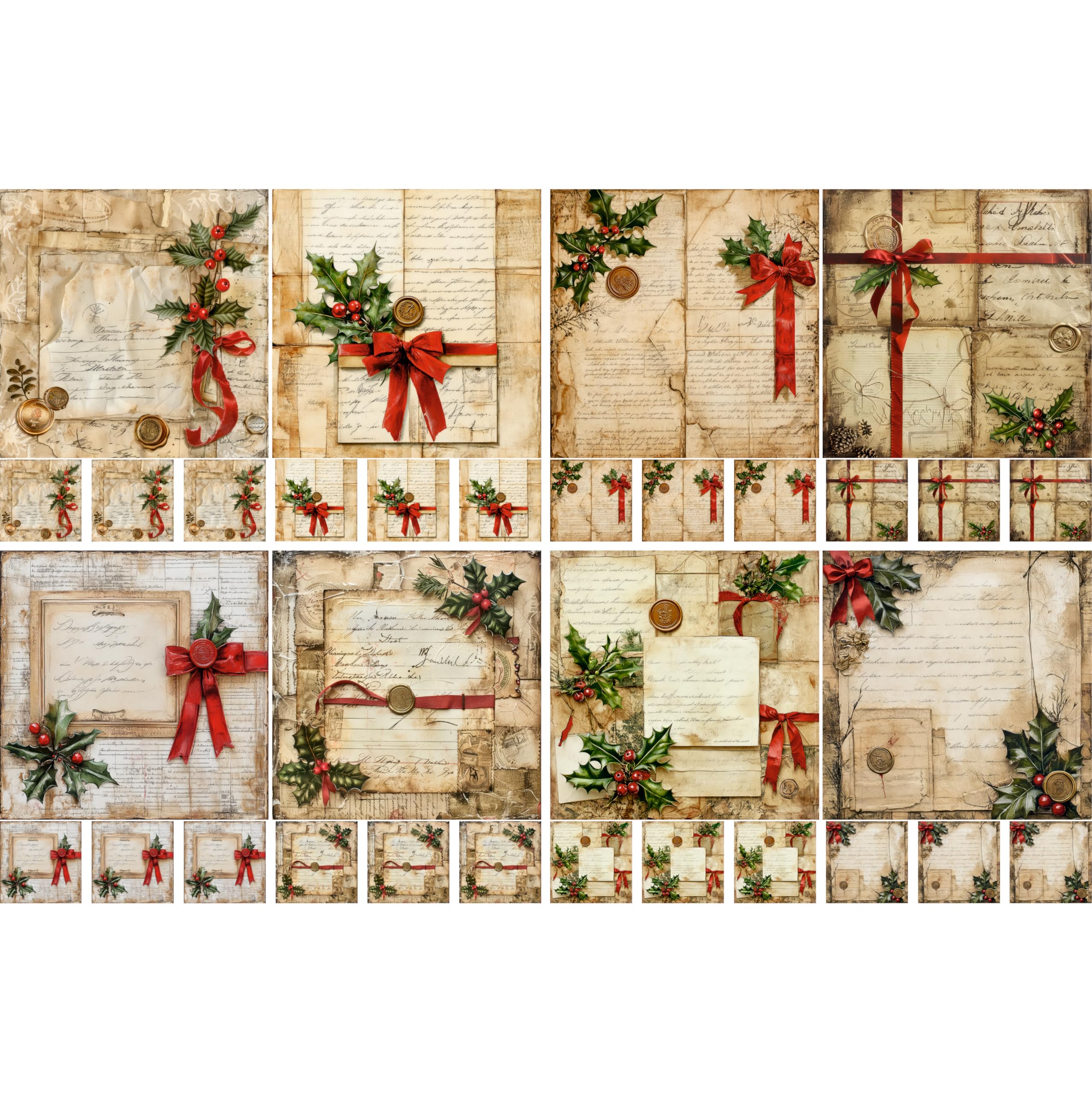Christmas Letters Decoupage Rice Papers, 8 x 11.5 inch (A4) - 4 Sheets | 32 Pieces | 8 Unique Designs | Versatile Christmas Designs for Art Projects & Crafting by CRAFT KREATIVELY