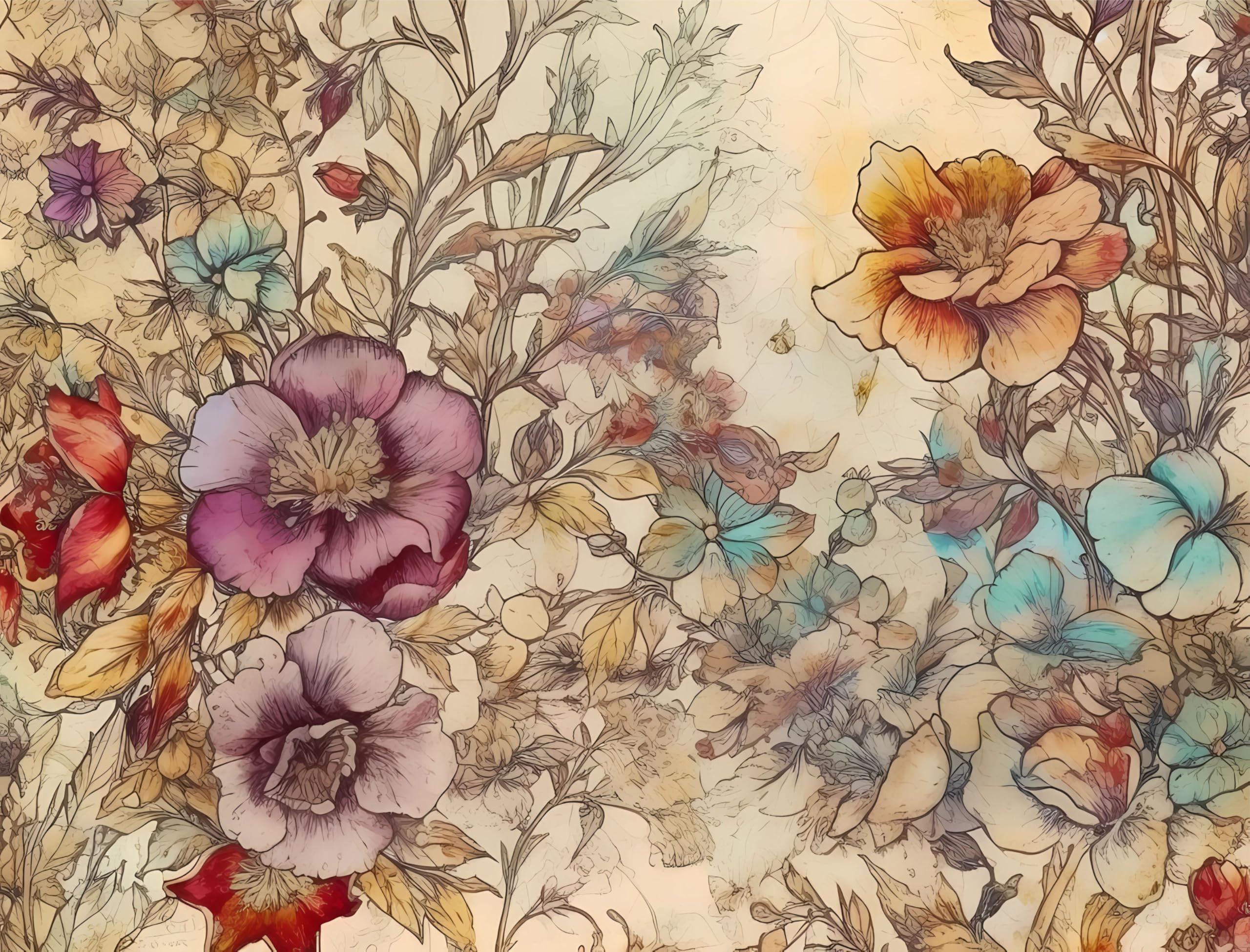 Abstract Flora Rice Papers – Decoupage Paper 6x Designs for Collage, Mixed Media, Card Making & Crafts, Decoupage by CRAFT KREATIVELY