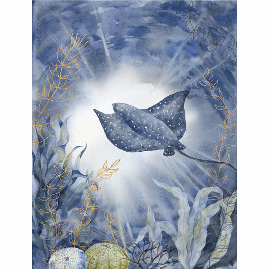 Ocean Deep Rice Paper, 20.32 x 26.67 cm - 6 x Different Printed Mulberry Paper Images 30gsm Visible Fibres for Decoupage Crafts Mixed Media Collage Art