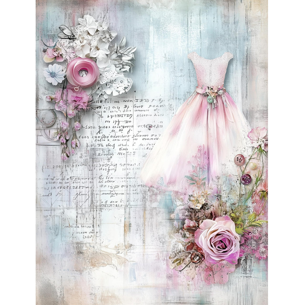 Sewing Rice Papers – Decoupage Paper Design for Furniture, Mixed Media, Cards & Crafts, Decoupage by CRAFT KREATIVELY