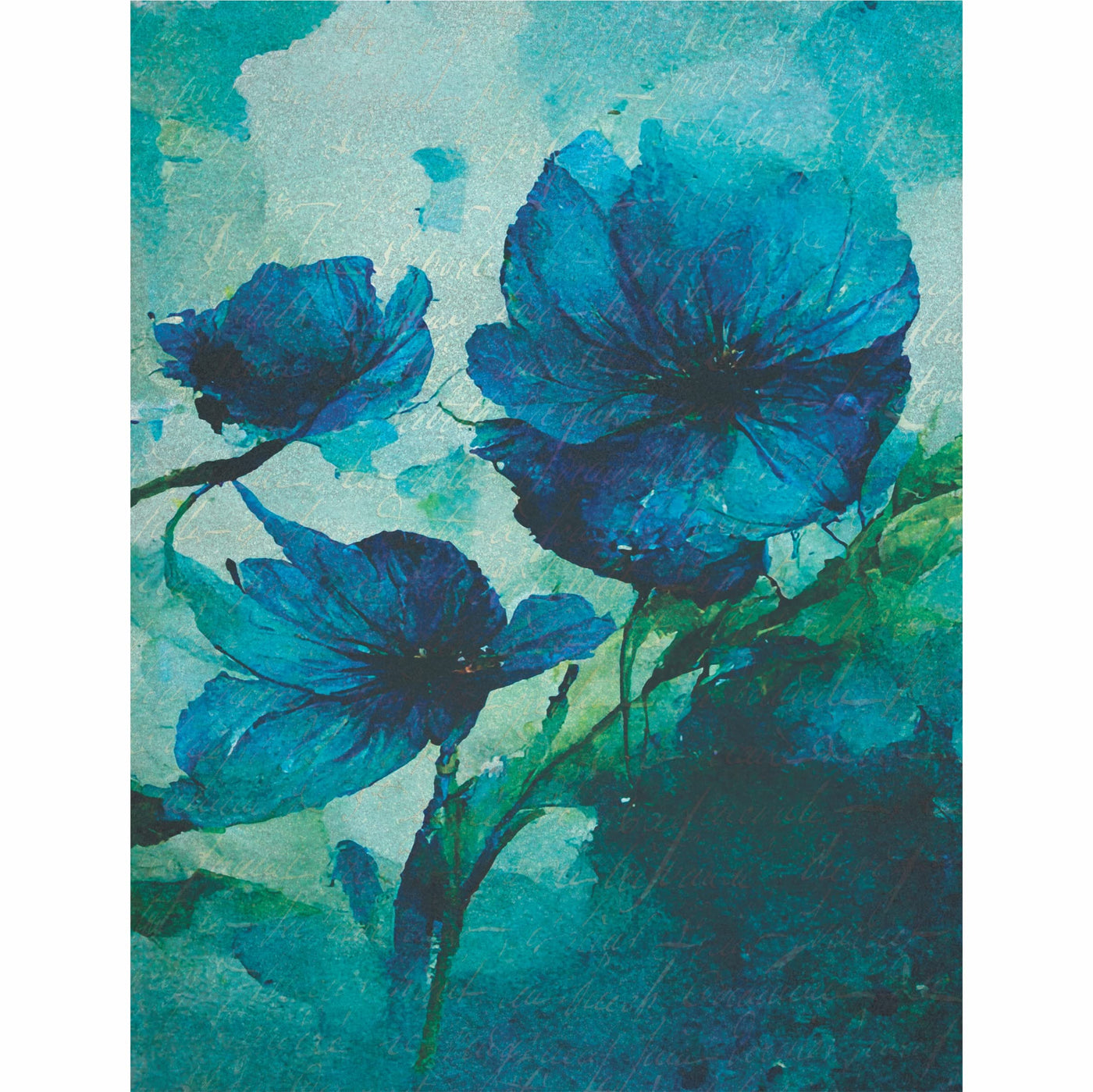 Blue Flower Rice Paper, 20.32 x 26.67 cm - 6 x Different Printed Mulberry Paper Images 30gsm Visible Fibres for Decoupage Crafts Mixed Media Collage Art