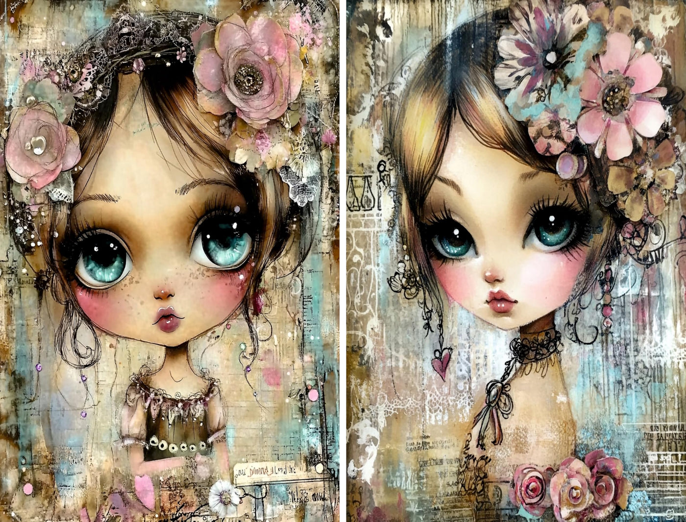 Big Eyed Girls Rice Papers, 20 x 26.5cm (6 Sheets) – Decoupage Paper 6x Designs for Collage, Mixed Media, Card Making & Crafts, Decoupage by CRAFT KREATIVELY