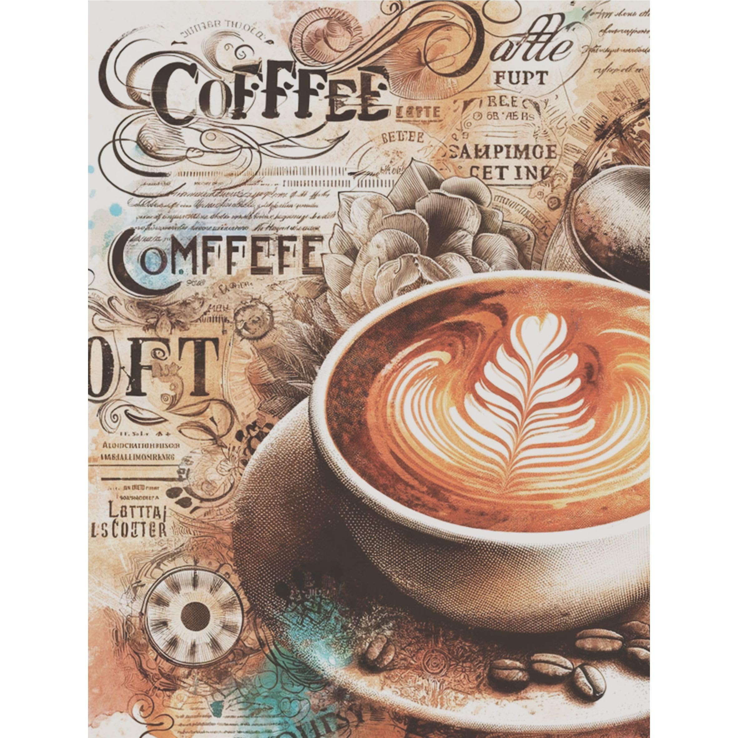 Coffee Shop Rice Paper, 8 x 10.5 inch - for Decoupage Scrapbooking Cards Crafts