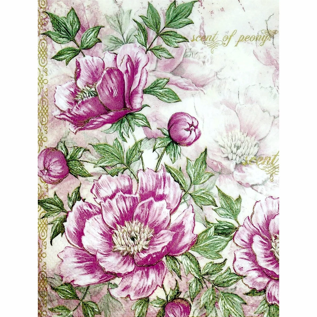 Vintage Flower Theme Mulberry Rice Paper, 20.5 x 26.5cm - 6 x Different Printed Mulberry Paper Images 30gsm Visible Fibres for Decoupage Crafts Mixed Media Collage Art
