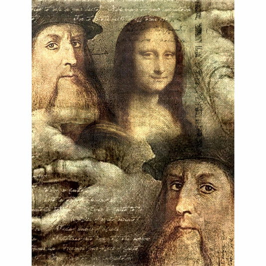 da Vinci Theme Mulberry Rice Paper, 20.32 x 26.67 cm - 6 Unique Printed Mulberry Paper Images 30gsm Visible Fibres for Decoupage Crafts Mixed Media Collage Art