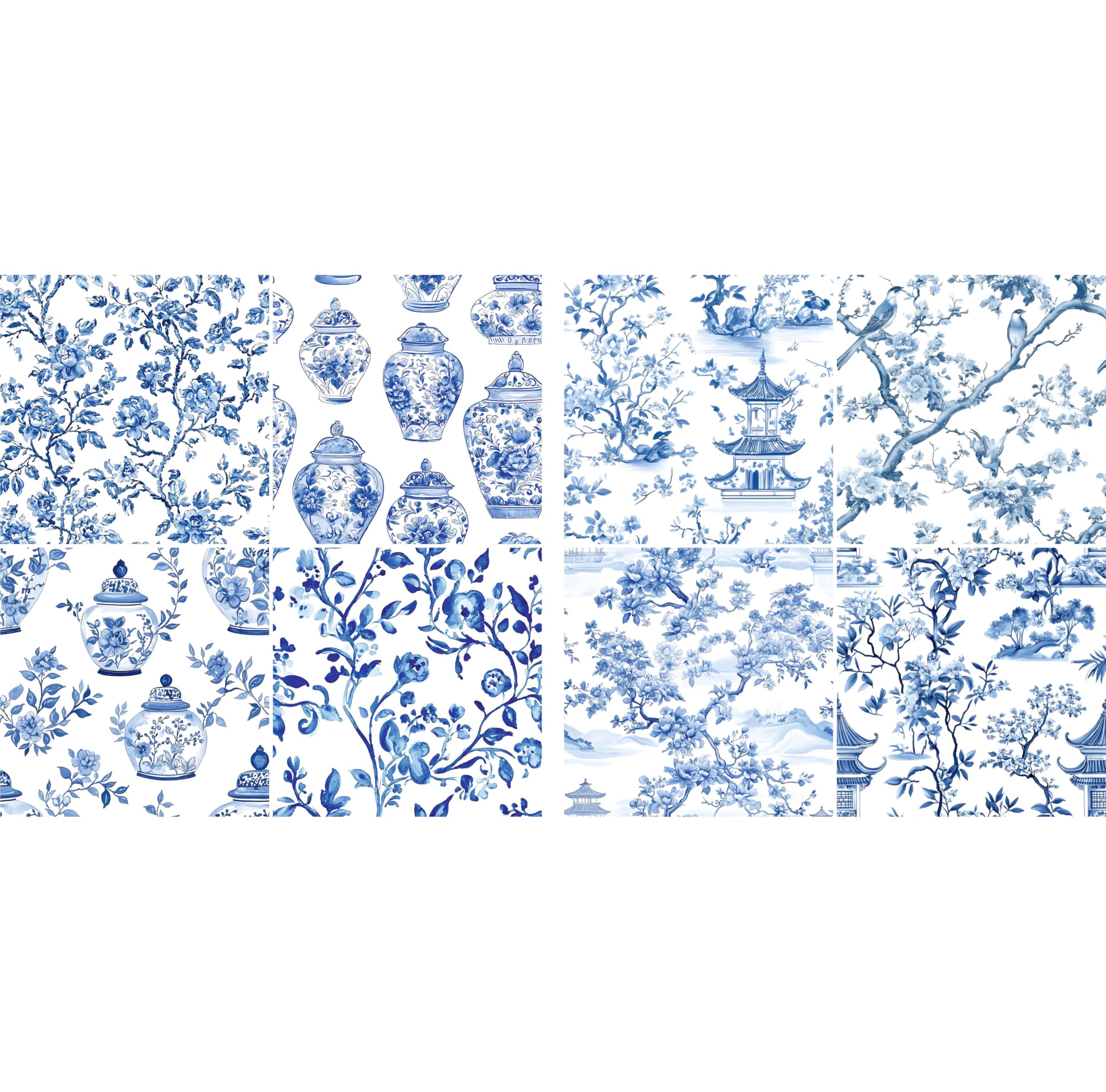 Decoupage Rice Paper (2 pc) - 8x Decoupage Toile de Jouy Designs for Collage, Card Making & Crafts, Decoupage by CRAFT KREATIVELY