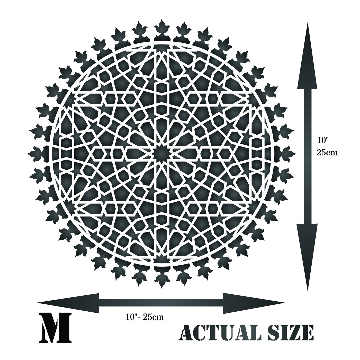 Islamic Geometric Stencil - 25.5 x 25.5cm (M) - Reusable Sacred Geometry Mandala Wall Stencil Template
