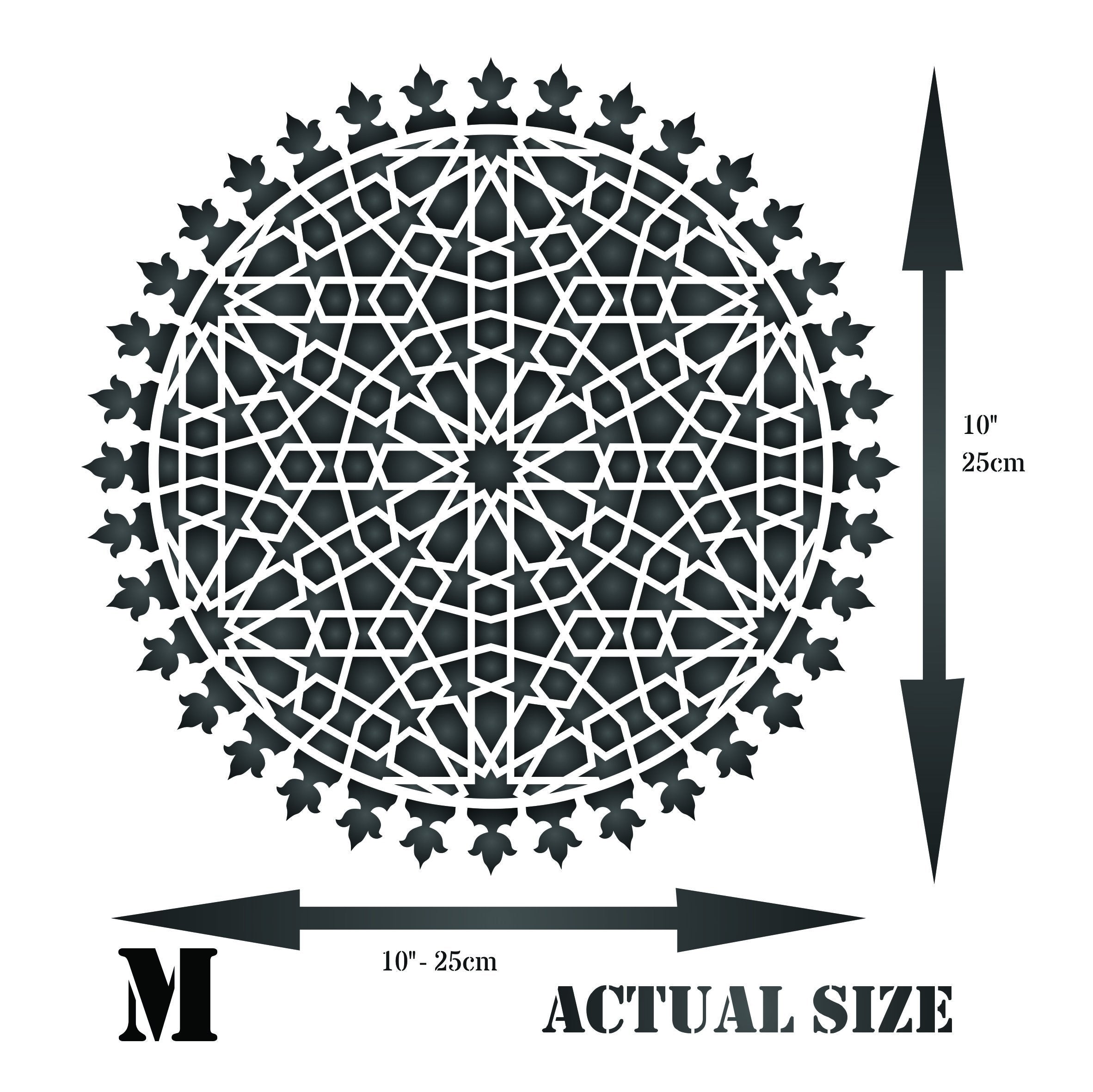 Islamic Geometric Stencil - 25.5 x 25.5cm (M) - Reusable Sacred Geometry Mandala Wall Stencil Template