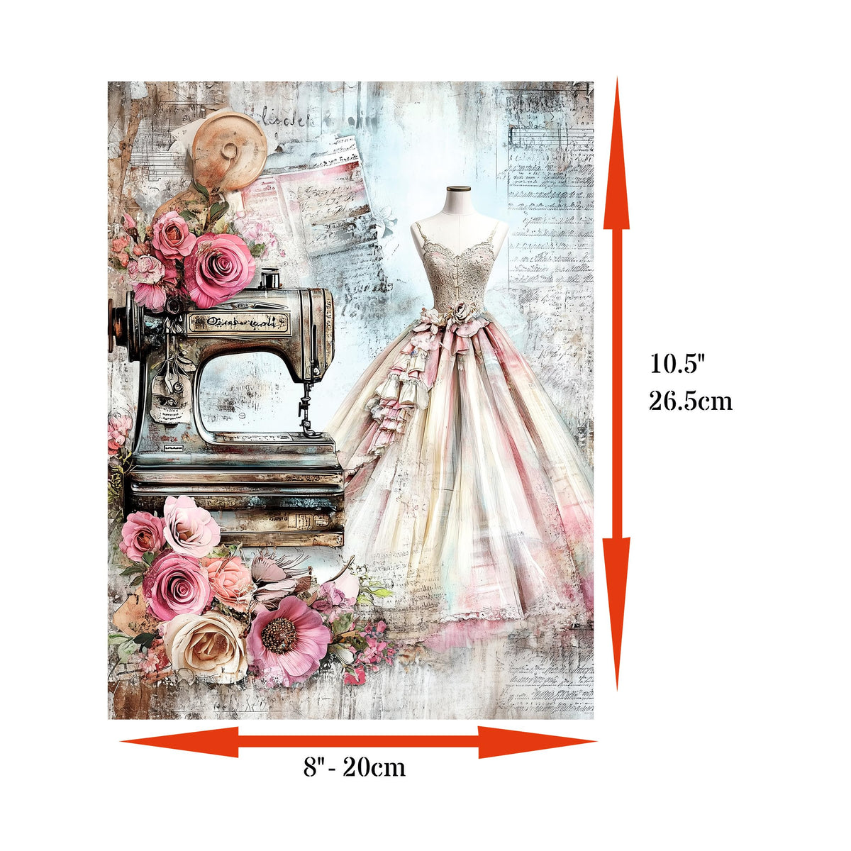 Sewing Rice Papers – Decoupage Paper Design for Furniture, Mixed Media, Cards & Crafts, Decoupage by CRAFT KREATIVELY