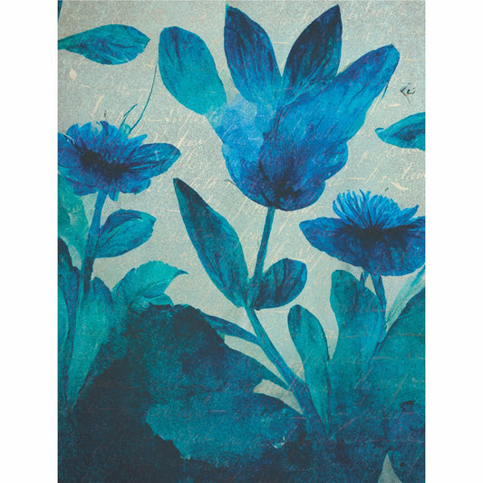 Blue Flower Rice Paper, 20.32 x 26.67 cm - 6 x Different Printed Mulberry Paper Images 30gsm Visible Fibres for Decoupage Crafts Mixed Media Collage Art