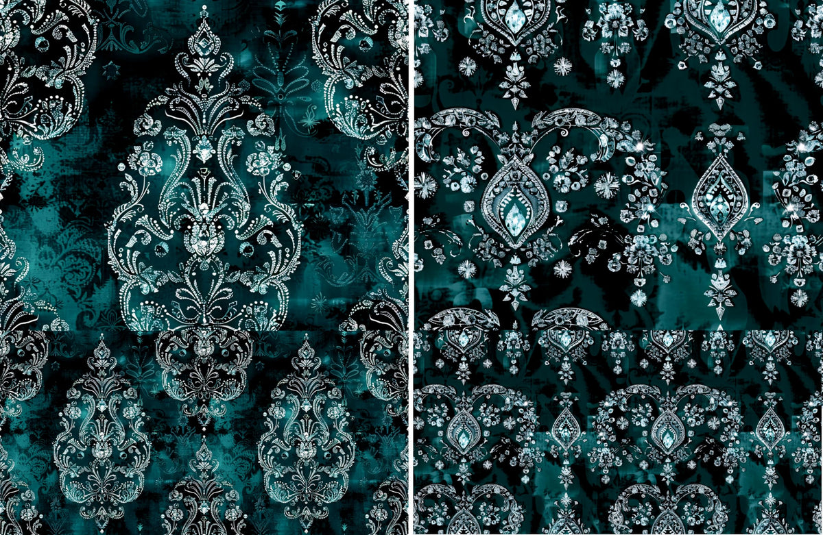 Teal Damask Decoupage Rice Papers, 8 x 11.5 inch (A4) - 4 Sheets | 16 Pieces | 8 Unique Designs | Versatile Christmas Designs for Art Projects & Crafting by CRAFT KREATIVELY