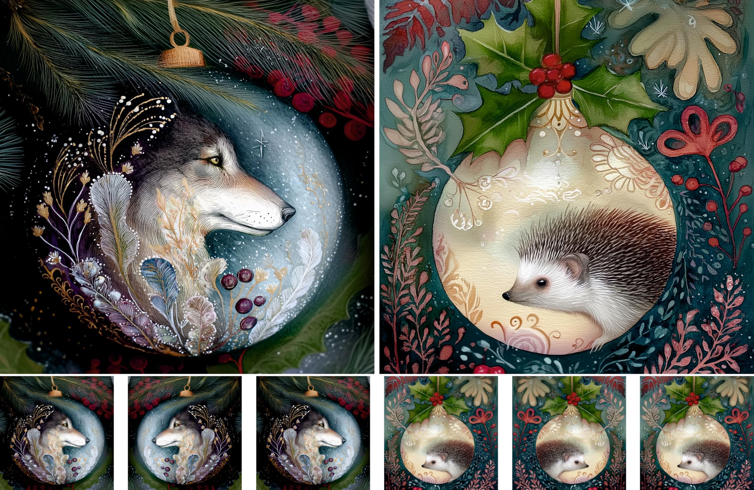 Animal Baubles Decoupage Rice Papers, 8 x 11.5 inch (A4) - 4 Sheets | 32 Pieces | 8 Unique Designs | Versatile Christmas Designs for Art Projects & Crafting by CRAFT KREATIVELY