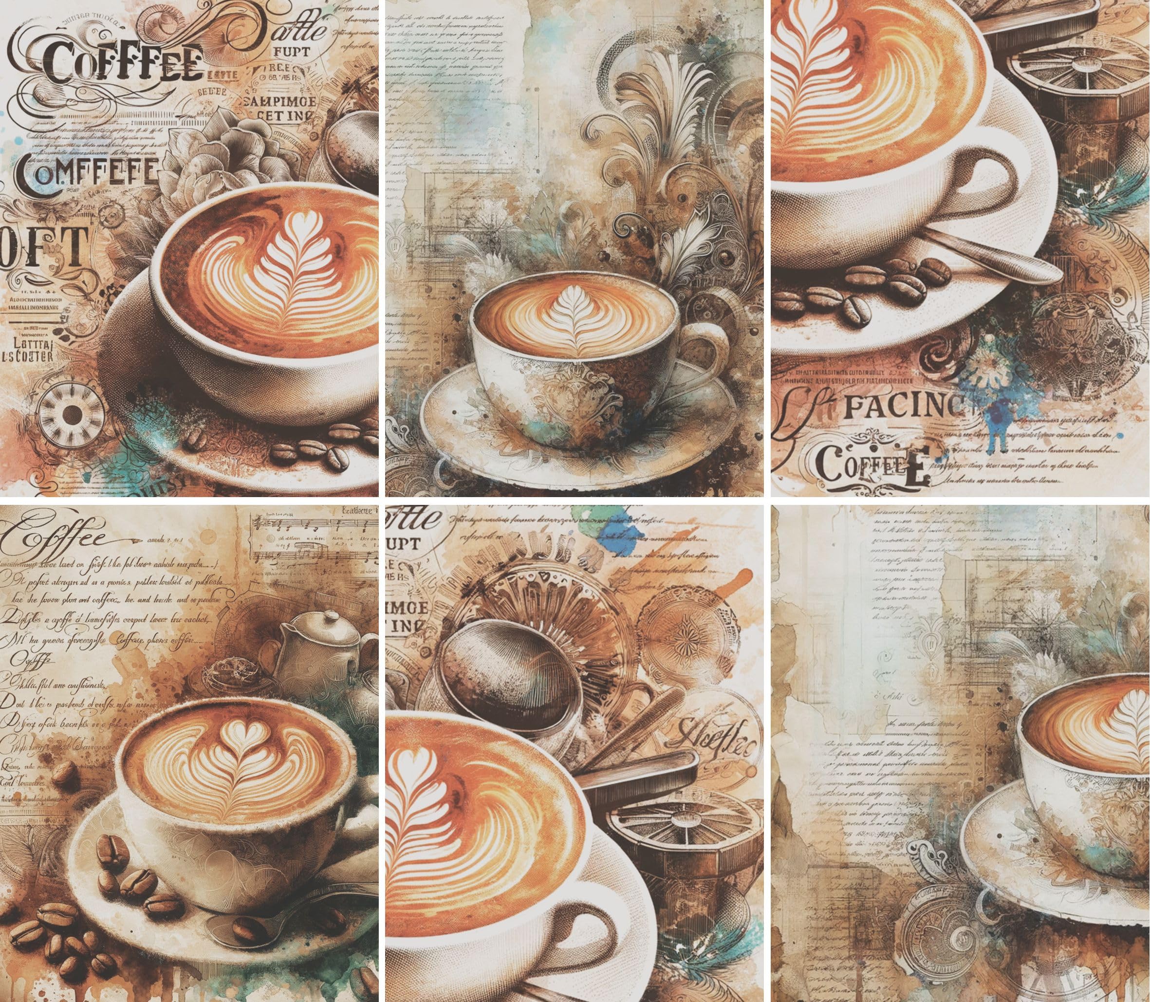 Coffee Shop Rice Paper, 8 x 10.5 inch - for Decoupage Scrapbooking Cards Crafts