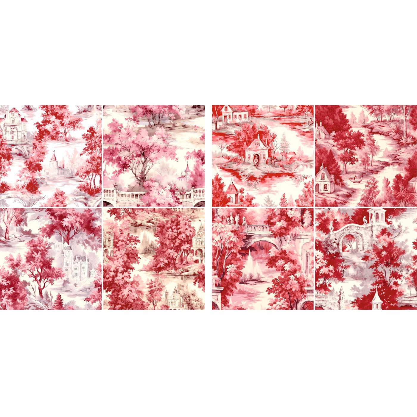 Decoupage Rice Paper (2 pc) - 8x Decoupage Toile de Jouy Designs for Collage, Card Making & Crafts, Decoupage by CRAFT KREATIVELY