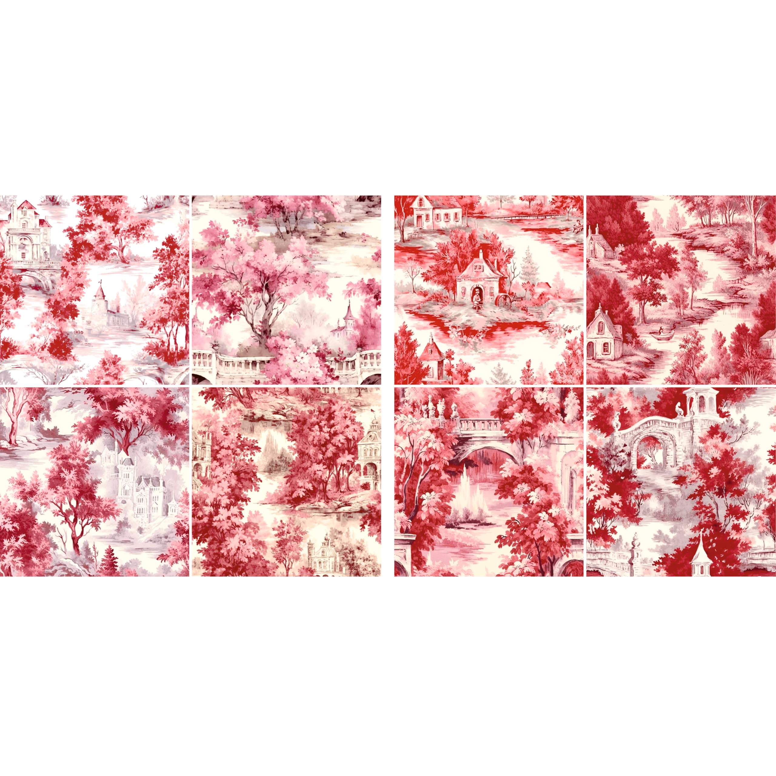 Decoupage Rice Paper (2 pc) - 8x Decoupage Toile de Jouy Designs for Collage, Card Making & Crafts, Decoupage by CRAFT KREATIVELY