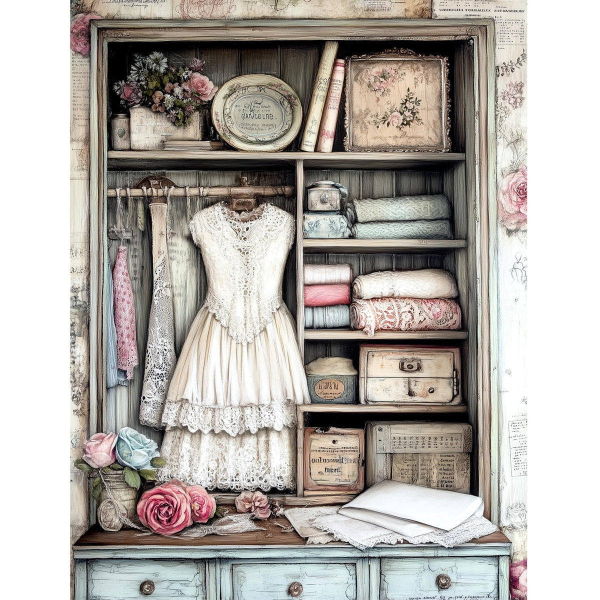 Sewing Rice Papers – Decoupage Paper Design for Furniture, Mixed Media, Cards & Crafts, Decoupage by CRAFT KREATIVELY