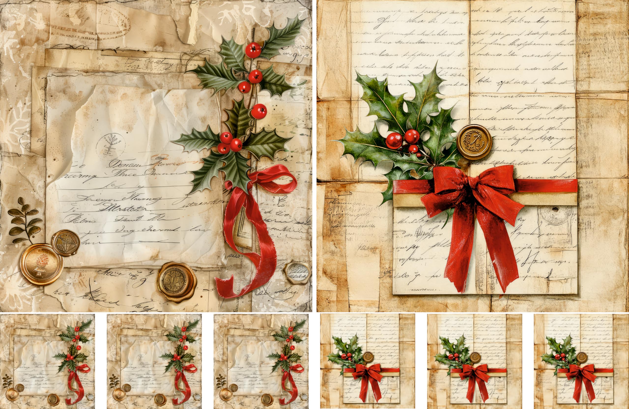 Christmas Letters Decoupage Rice Papers, 8 x 11.5 inch (A4) - 4 Sheets | 32 Pieces | 8 Unique Designs | Versatile Christmas Designs for Art Projects & Crafting by CRAFT KREATIVELY