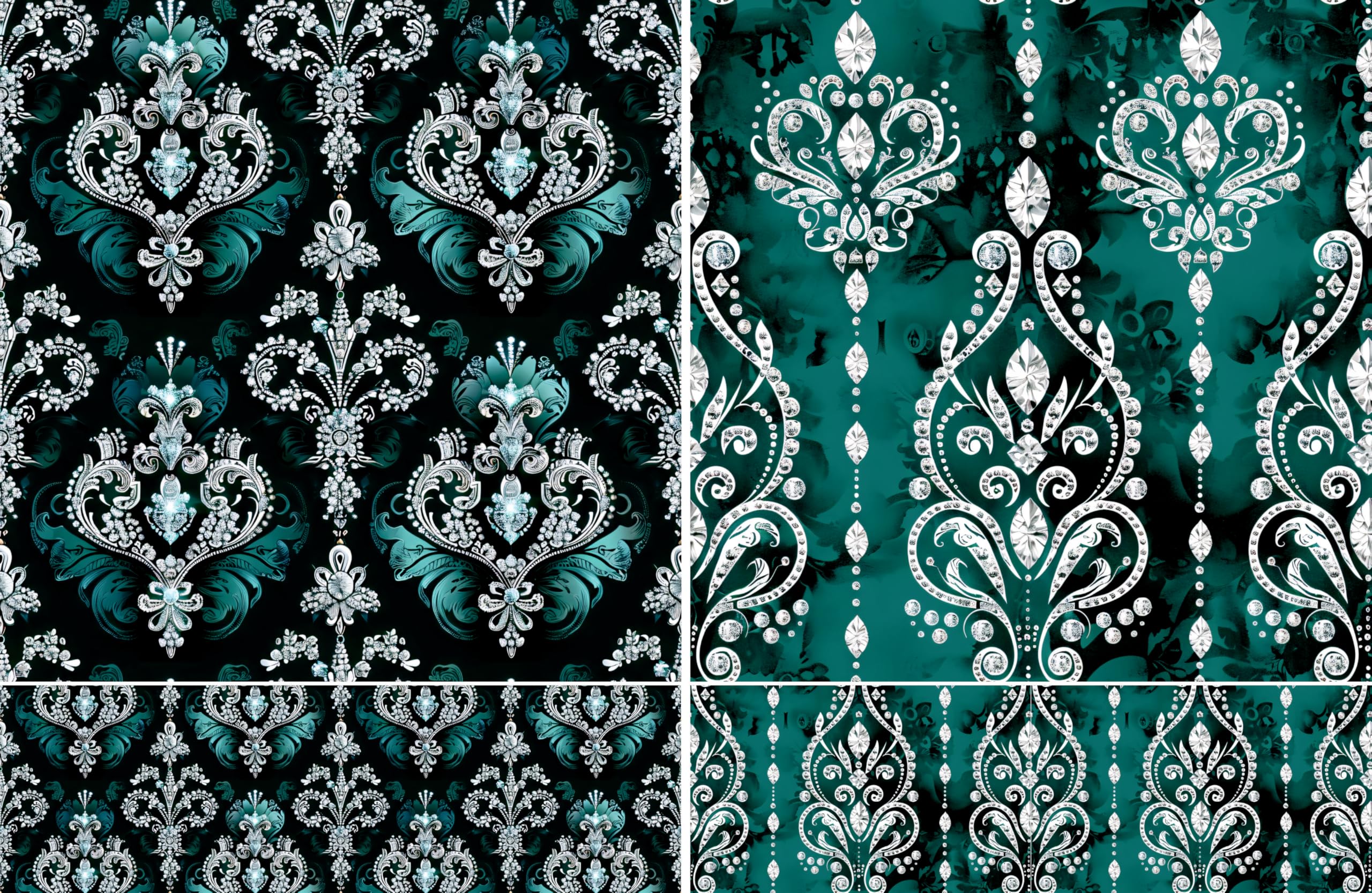 Crystal Damask Decoupage Rice Papers, 8 x 11.5 inch (A4) - 4 Sheets | 16 Pieces | 8 Unique Designs | Versatile Christmas Designs for Art Projects & Crafting by CRAFT KREATIVELY