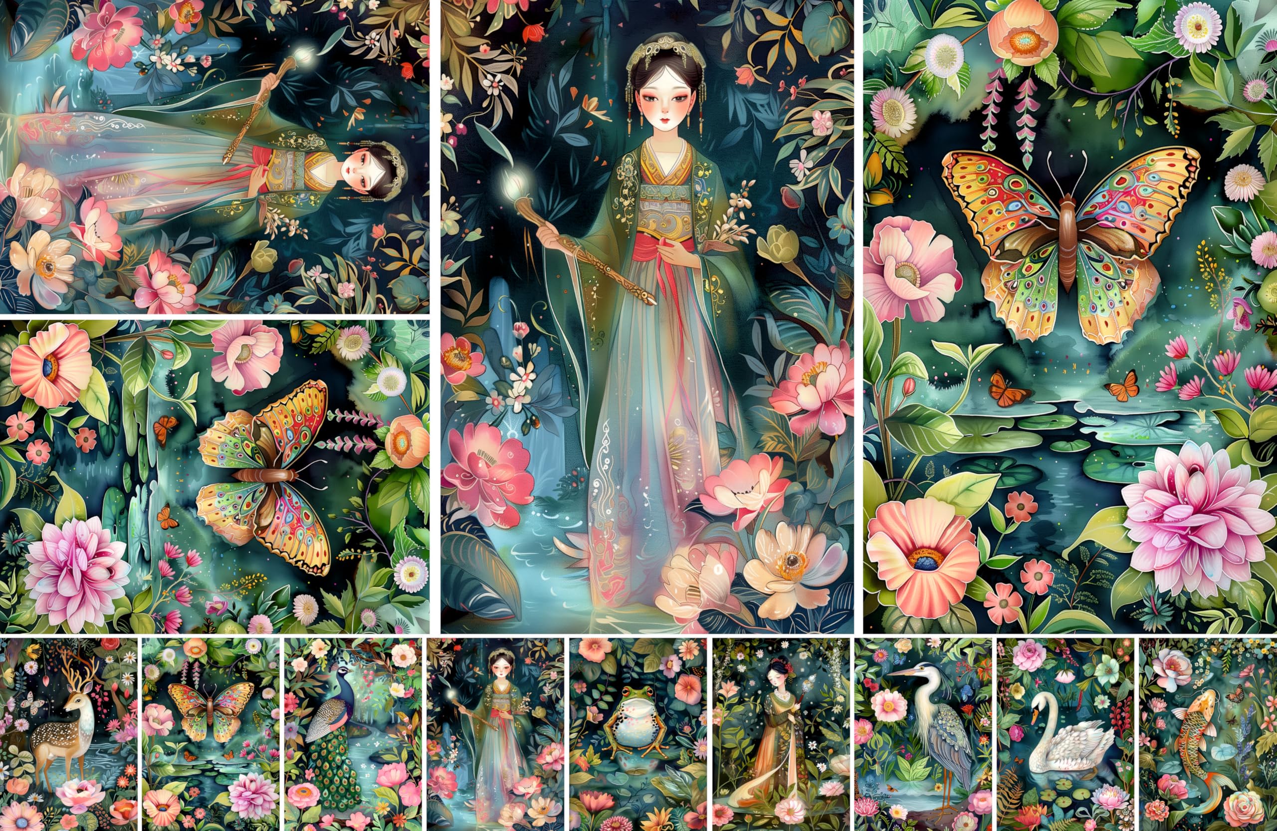 Decoupage Rice Paper, 8 x 10.5” (A4) – 9 Pages – 18 Coordinated Designs – Premium 30gsm Craft Paper for Furniture, Scrapbooking & DIY Décor by Craft Kreatively