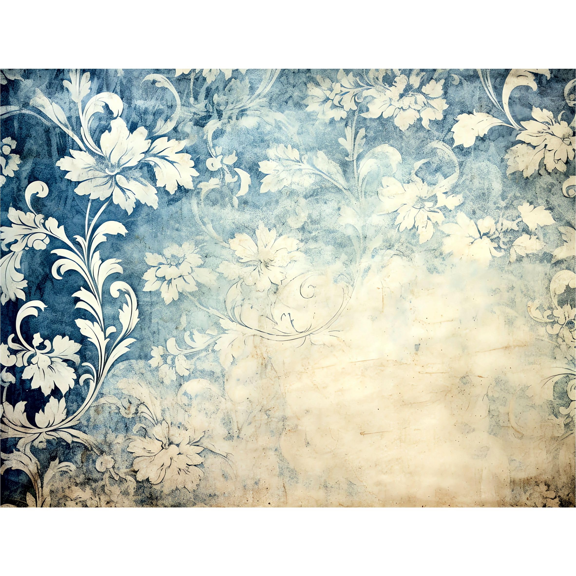 Blue Damask Rice Paper, 20 x 26,6cm (6pc) - 6 Designs for Scrapbooking Cards Crafts, Decoupage by CRAFT KREATIVELY