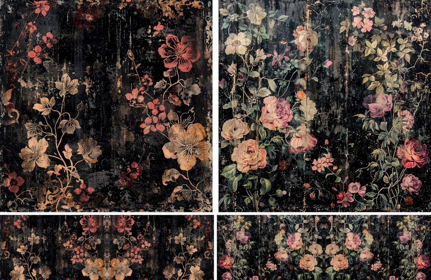Dark Distressed Decoupage Rice Papers, 8 x 11.5 inch (A4) - 4 Sheets | 16 Pieces | 8 Unique Designs | Versatile Christmas Designs for Art Projects & Crafting by CRAFT KREATIVELY